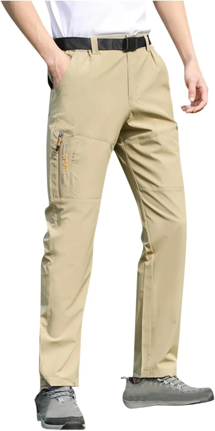 5 Pockets Waterproof Lightweight Quick Dry Travel Fishing Workout Outdoor interval incubation eight juridical downhill Pant Stretch Active Hiking Pants Men with Belt 