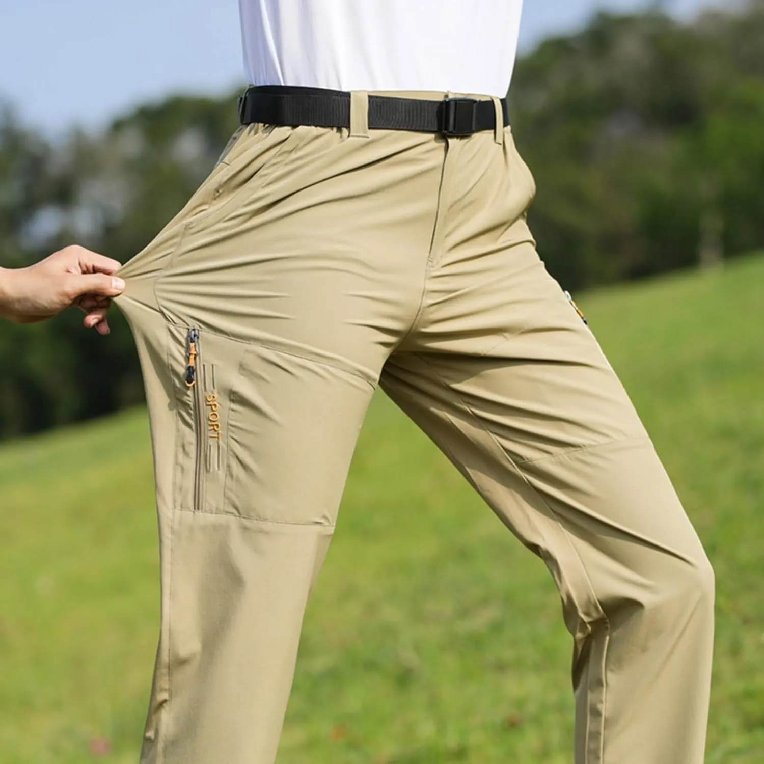 5 Pockets Waterproof Lightweight Quick Dry Travel Fishing Workout Outdoor interval incubation eight juridical downhill Pant Stretch Active Hiking Pants Men with Belt 