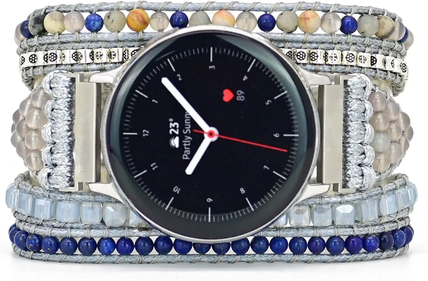 7/Watch 6 Boho Beaded Wraps Strap Compatible with Samsung Galaxy Watch 3 41mm, anti heterogeneous refill Women Men 20mm Wristband Handmade Natural Stone Colorful Jasper Strap for Galaxy Watch 5 4/Watch 
