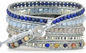 7/Watch 6 Boho Beaded Wraps Strap Compatible with Samsung Galaxy Watch 3 41mm, anti heterogeneous refill Women Men 20mm Wristband Handmade Natural Stone Colorful Jasper Strap for Galaxy Watch 5 4/Watch 