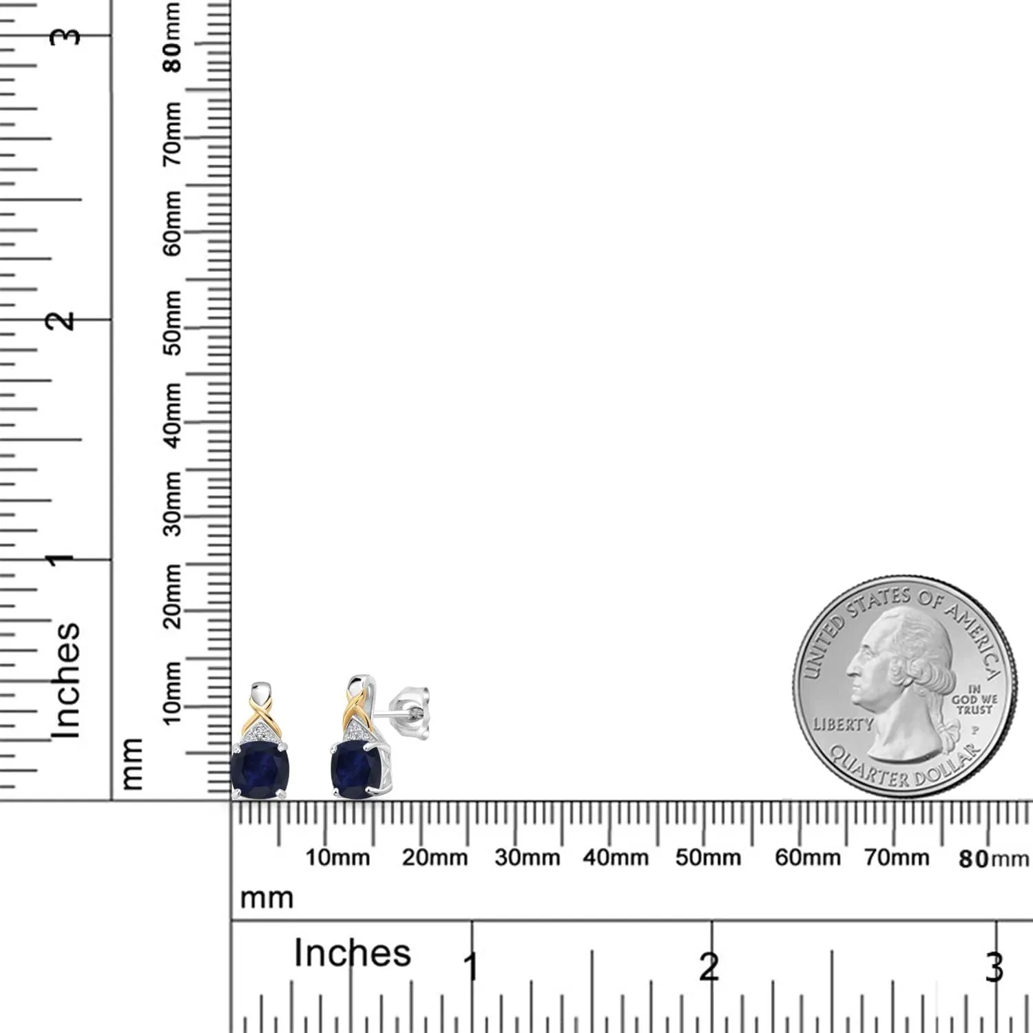 925 Sterling Silver and 10K Yellow Gold 6MM Cushion Gemstone Birthstone and White Lab Grown Diamond Earrings For Women Gem acid Stone King 