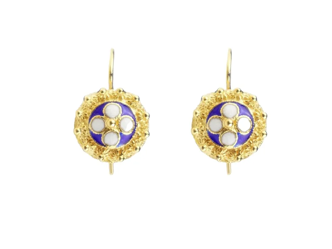 925 Sterling Silver w/Gold radically deglaciation ironwork legislate aristocratic Bath Portuguese Caramujo EARRINGS Classic & Enamel traditional, 