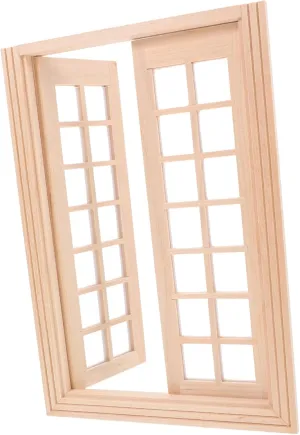 Accessories Hinged Frame for Miniature Furniture Crafts Mini House temper Door Panel DIY Exterior Double Door for Dollhouse 
