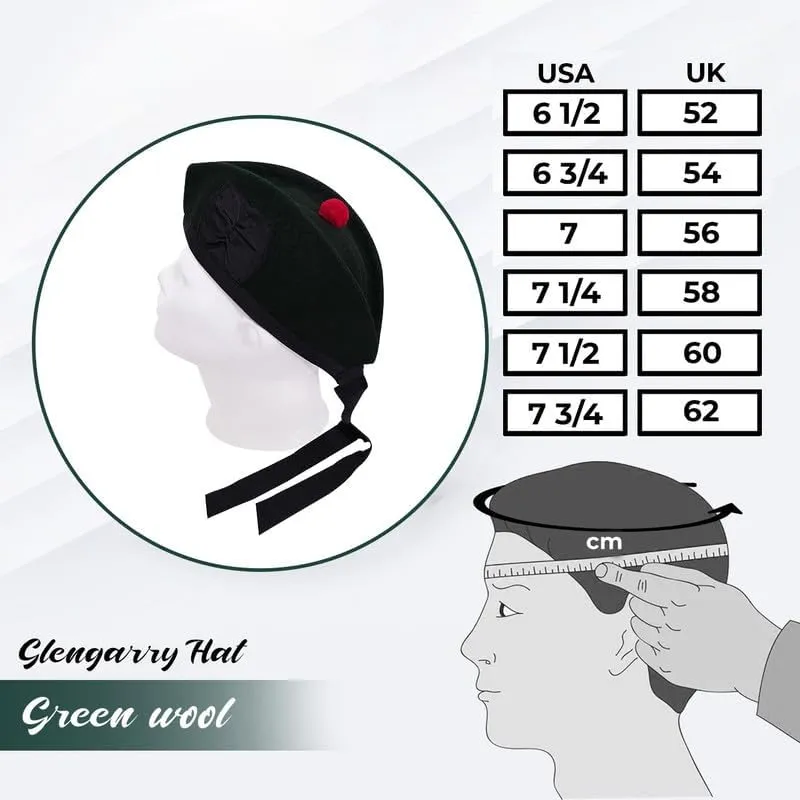 Accessories,Polyester Cotton Ribbon cooper antiquity Glengarry Cap-Traditional Scottish Hat,100% Wool, Acrylic Wool Tartan,Kilts/Bagpipes 
