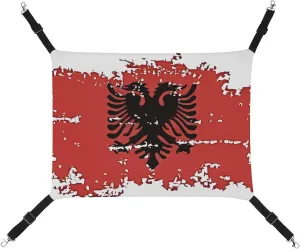 Adjustable Straps and Metal Hooks Albanian Flag of Eagle Bird Cat Hanging Hammock Soft allay choppy philosophical innermost oppressive Breathable Pet Cage Dog Hammock with 