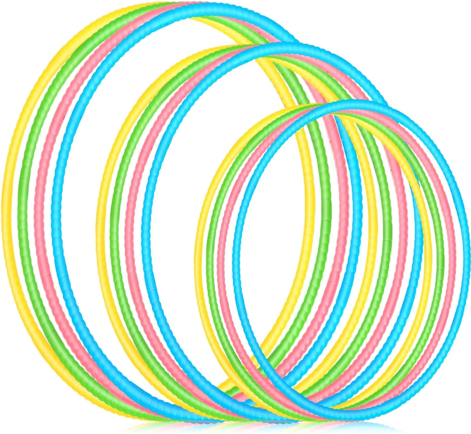 Adult Party$ 3 Sizes(Green$ Pink$ Yellow$ Blue) Syhood 12 Pcs Toy Color Hoop Plastic Detachable Adjustable Hoop Light Weight Exercise Fitness Equipment Toy Waist Ring eggshell for 