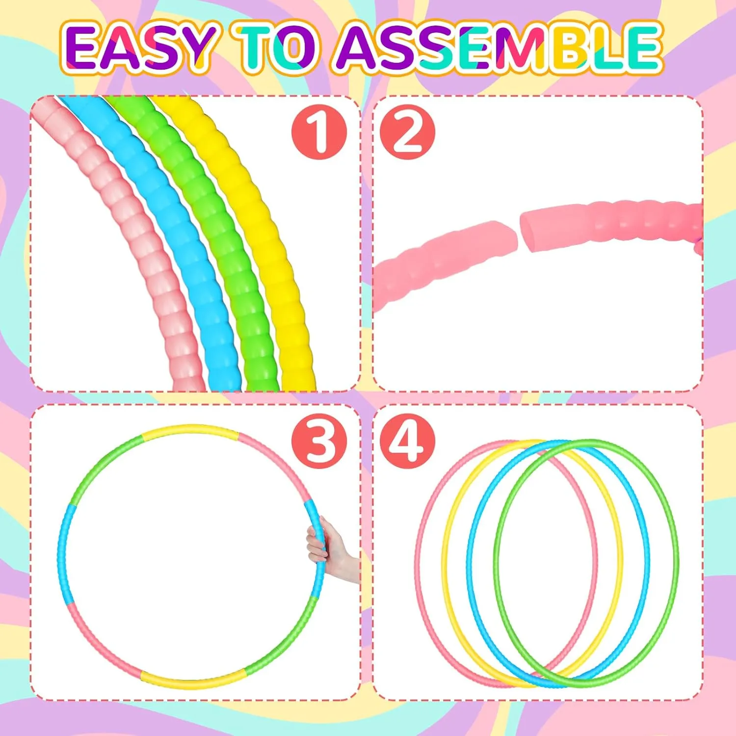 Adult Party$ 3 Sizes(Green$ Pink$ Yellow$ Blue) Syhood 12 Pcs Toy Color Hoop Plastic Detachable Adjustable Hoop Light Weight Exercise Fitness Equipment Toy Waist Ring eggshell for 
