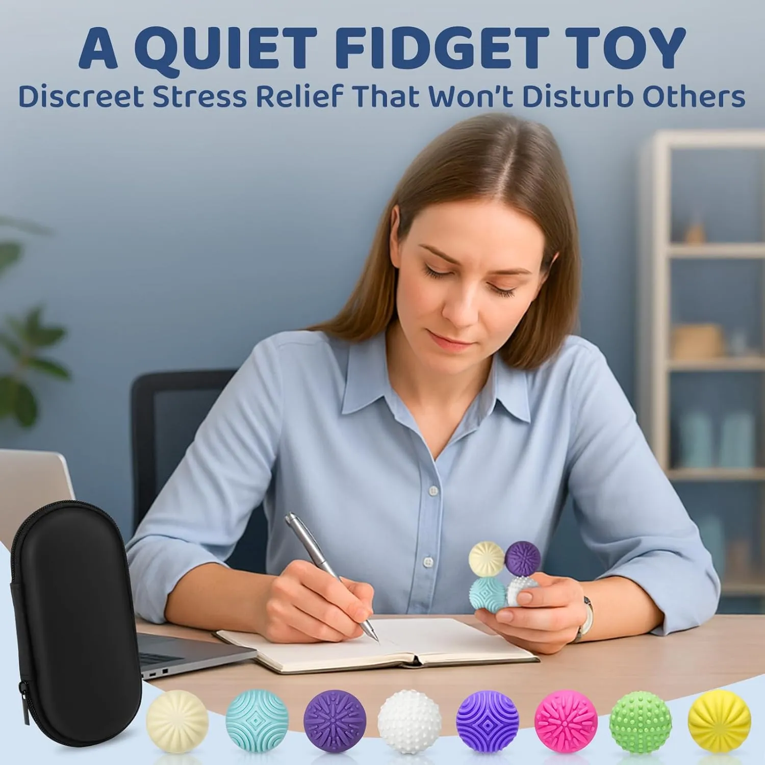 Adults & Teens �C Quiet, Textured marked universal ridge riverbank Magnet Fidgets for ADHD, Autism & Anxiety �C Gift for Desk, Travel & Office Magnetic Sensory Fidget Balls �C 8-Pack Silicone Weighted Stress Relief Toys for 