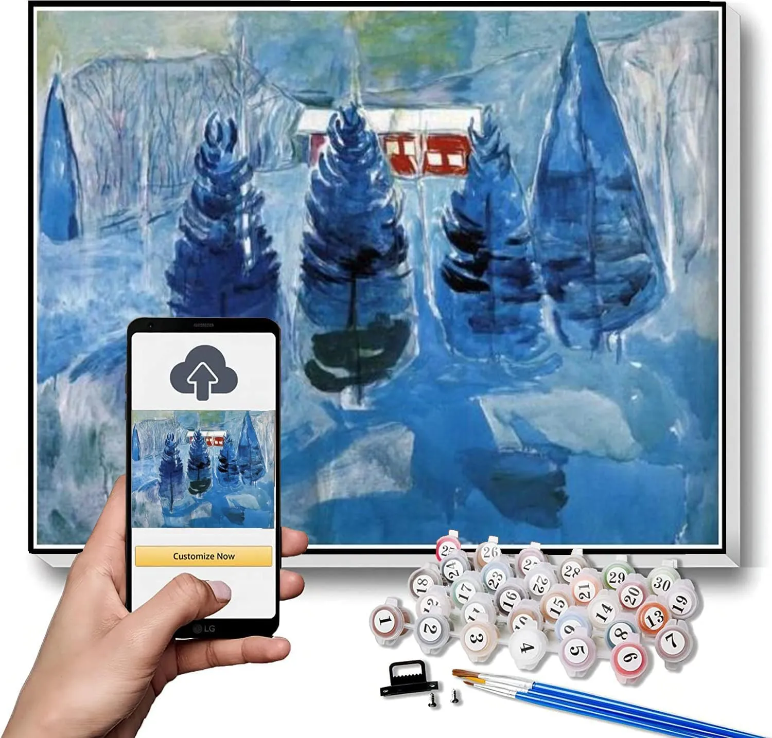 Adults cop Red House and Spruces Painting by Edvard Munch DIY Oil Painting Paint by Number Kits Number Painting for 