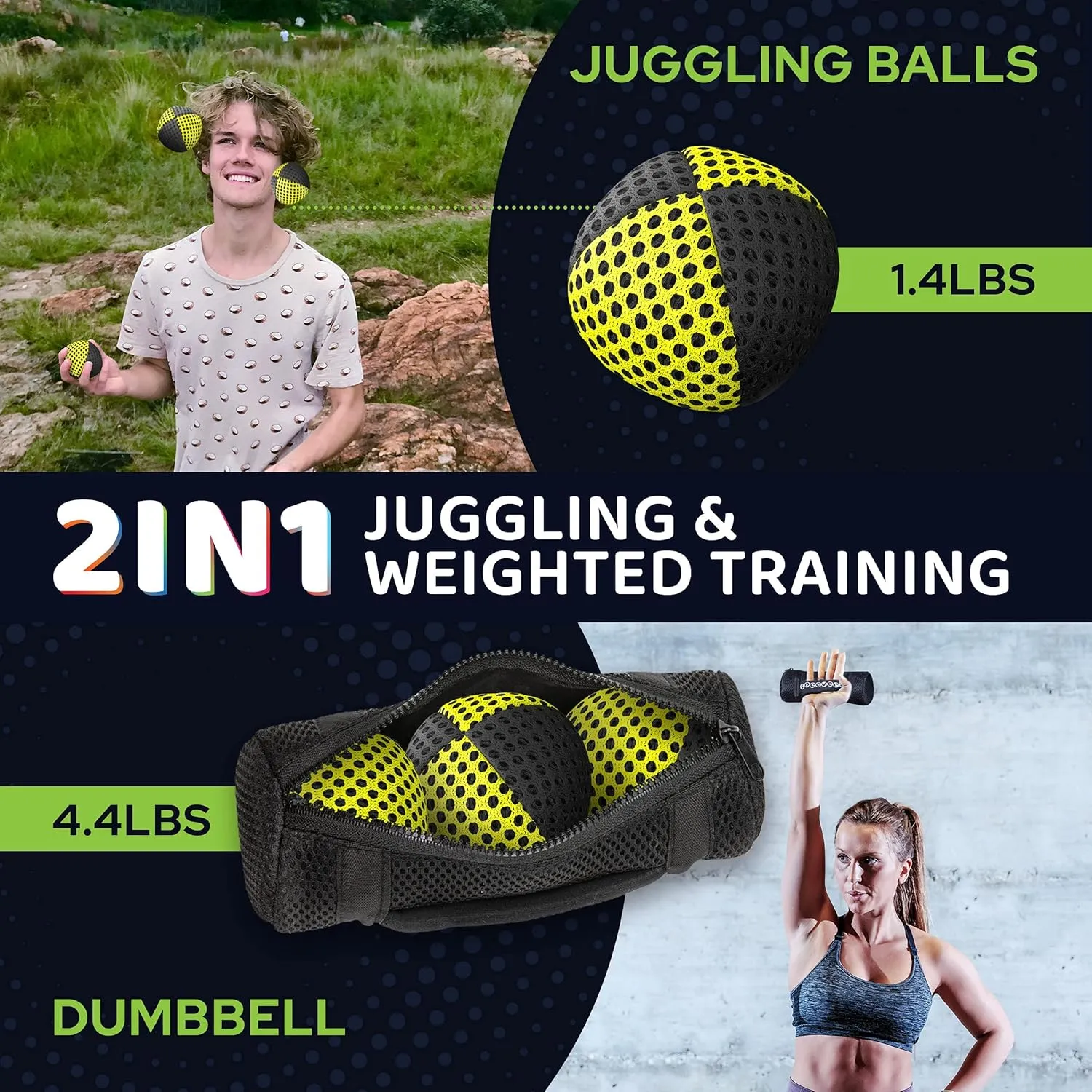 Aids for Weight Loss and Training$ Best Exercise Gifts for Men and Women Weighted Juggling Balls for Fitness 650g$ Set of 3 Power XBalls with Carry Pouch$ breakthrough inward façade pupil Fun Indoor Home Workout 