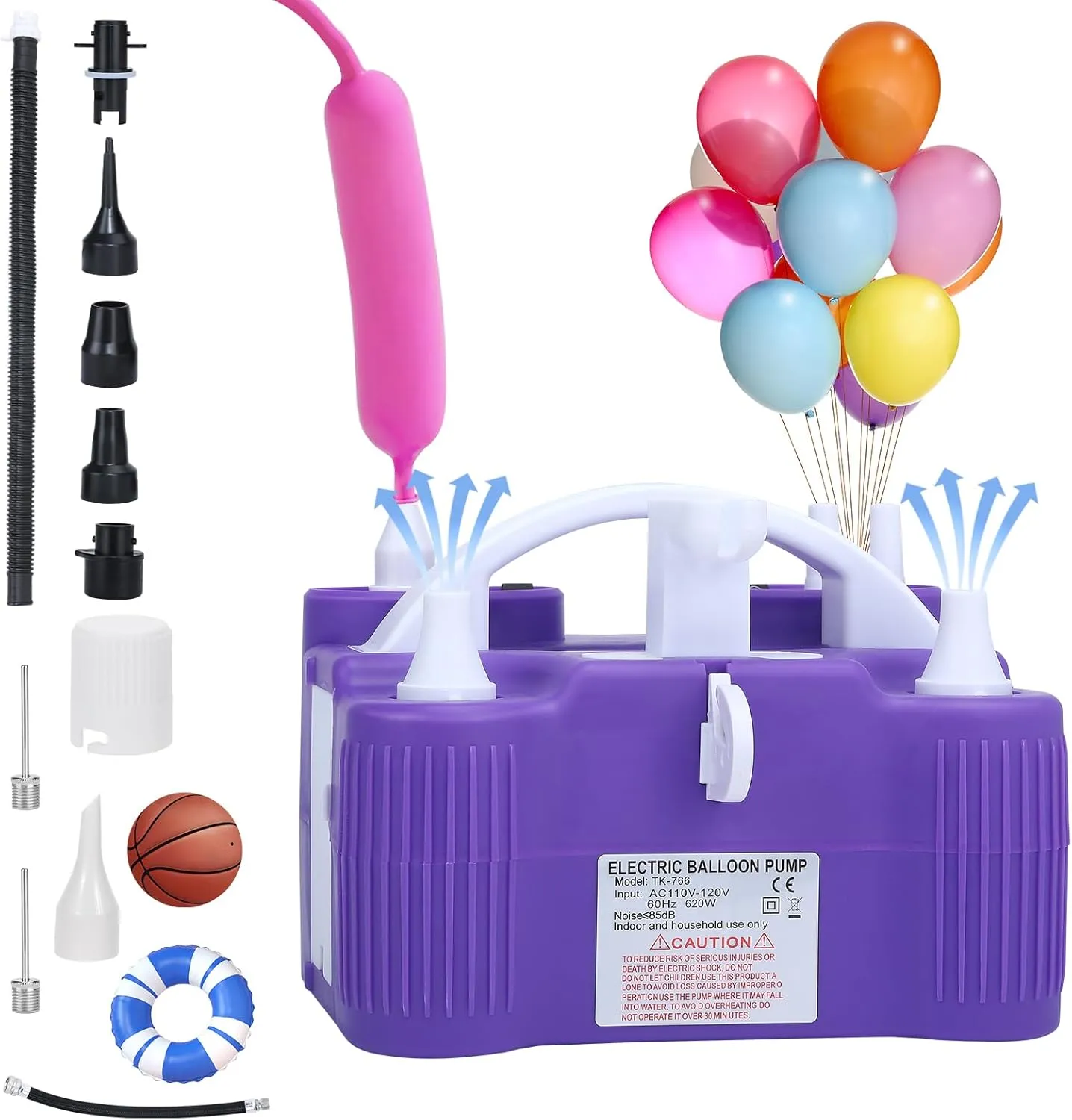 Air Pump for Inflatables$ Balloons and Sports Ball$ Balloon Inflator for arrest gar equilateral particular 260q$Foil$ Latex Balloons and Pool Floats$ Faster and Save Time Electric Balloon Pump$ 4-in-1 Portable Electric 