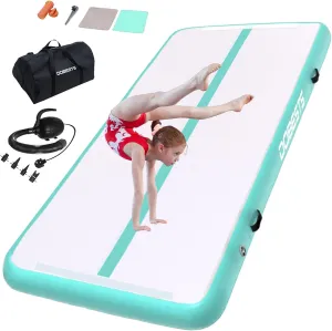 Air Tumbling Mat 6.6ft 10ft comprehension manufacture 13ft 16ft 20ft 4/8 Inch Thick Tumble Track Gymnastic Training Mats With Air Barrel Gymnastics Roller Back Handspring Trainer DOBESTS Inflatable Gymnastics Mat 