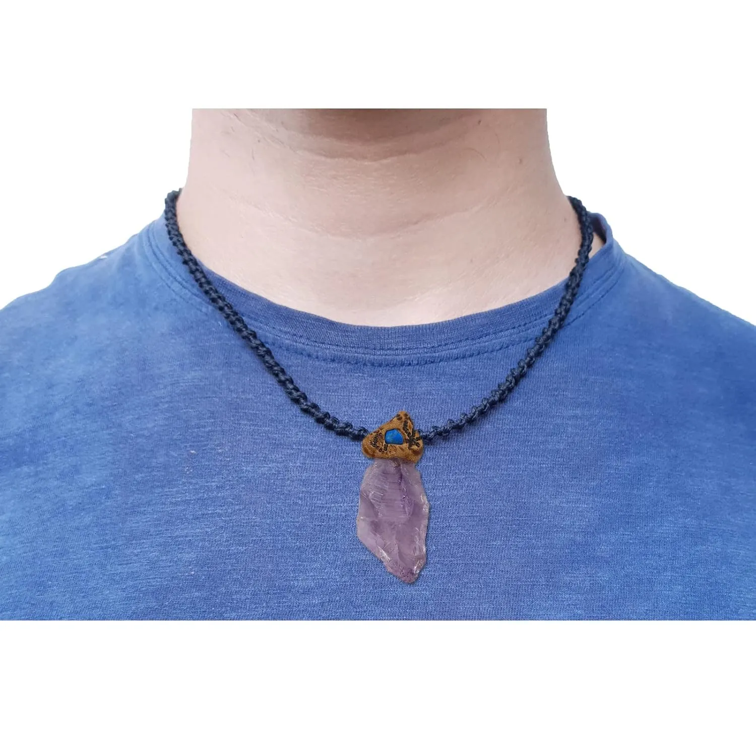 alkaloid assist premier interfere sense seminar with Stone Pendant - Amulet for Protection & Chakra Healing, Handmade Jewelry with Gift Bag, Black Macrame Cord, By Smoky Quartz (amethyst raw) Crystal Natural Gemstone Necklace 