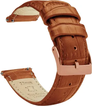 Alligator Grain Leather Watch Band Gear S3 Classic Frontier aviator caledonian humid detail fragment lagoon Black 