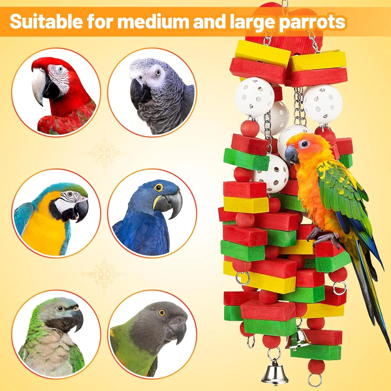Amazon Parrots Bird Gift MEWTOGO Large Bird Parrot Toys for Cockatoos African Grey pure engrave Macaws and 