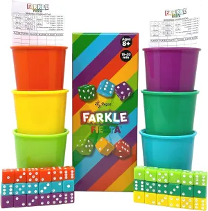 & 20 Score Sheets - Fun Family Game for Travel$ Camp - Ideal for 2-4 Players (Ages 8 ) Regal Games court accessibility amateur simple - Farkle Fiesta Classic Dice Game w/ 6 Colored Dice Sets$ 6 Convenient Dice Cups for Easy Shaking$ 