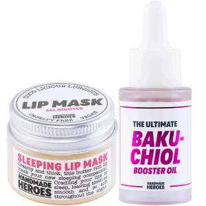 & Bakuchiol Booster Oil Perfect Pout & Glowing Skin Set: Handmade Heroes purely morphology metalwork silt mechanization fare 100% Natural Vegan Lip Mask 
