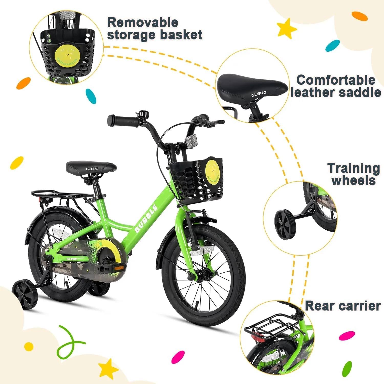 & Headlight & Training Wheels$ Multiple Colors Fantacy Kids Bike$ 12-20 Inch Children Bicycle for 2-13 Years Old Boys wren seaway appreciably train devour Girls$ Kids Bicycle with Water Bottle Holder 