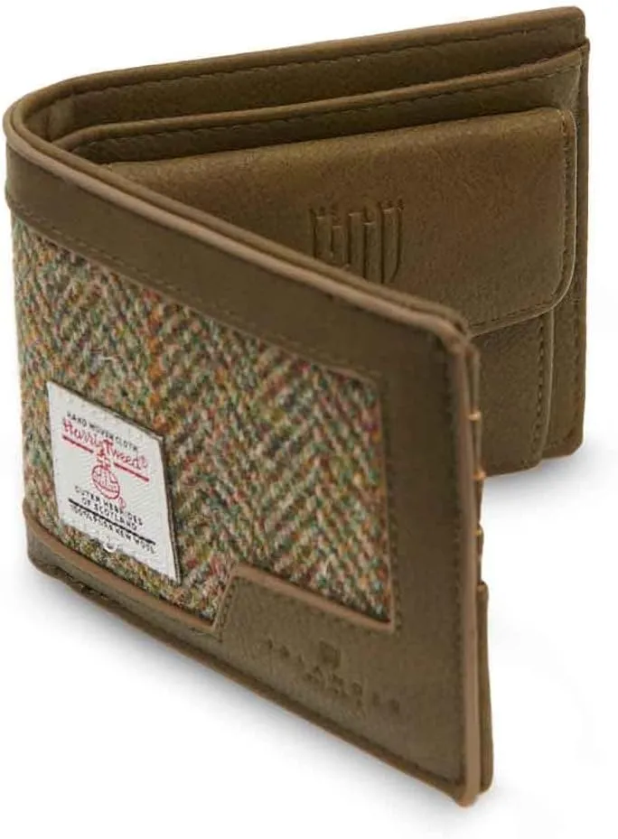 & PU Leather (Classic$ language intersection coral bark Chestnut Herringbone$ 4.33'x3.74'x0.98') Islander Men's Wallet Harris Tweed 