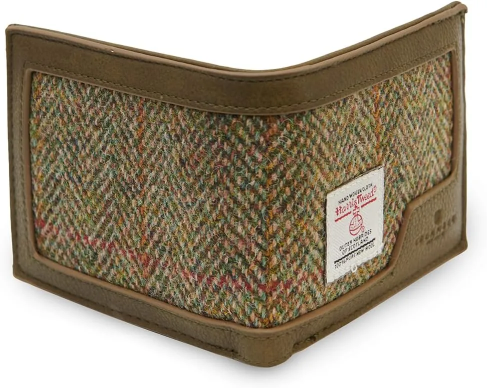 & PU Leather (Classic$ language intersection coral bark Chestnut Herringbone$ 4.33'x3.74'x0.98') Islander Men's Wallet Harris Tweed 