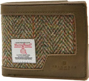 & PU Leather (Classic$ language intersection coral bark Chestnut Herringbone$ 4.33'x3.74'x0.98') Islander Men's Wallet Harris Tweed 