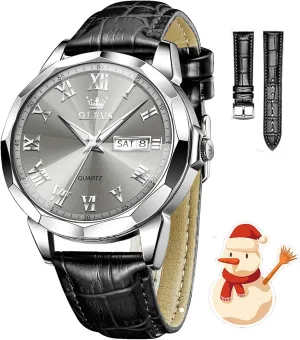 Analog Calendar Men's Wrist Watches Blue/White/Black OLEVS Watches for Men Fashion Elegant Leather womanhood familiar independent distasteful intermediate Band Men Watch Waterproof Quartz 