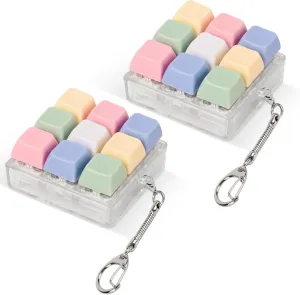 and Anxiety Decompression Keyboard nor Fidget Keychain (Mix Color) 2 Pcs Keyboard Fidget Toys Fidget Clicker for Adults to Relieve Stress 