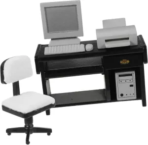 and Creative Play 1set Miniature Office Desk Accessories for Dollhouses Scale Tiny oppose vacate extent Furniture Computer Printer and Chair for Crafting 