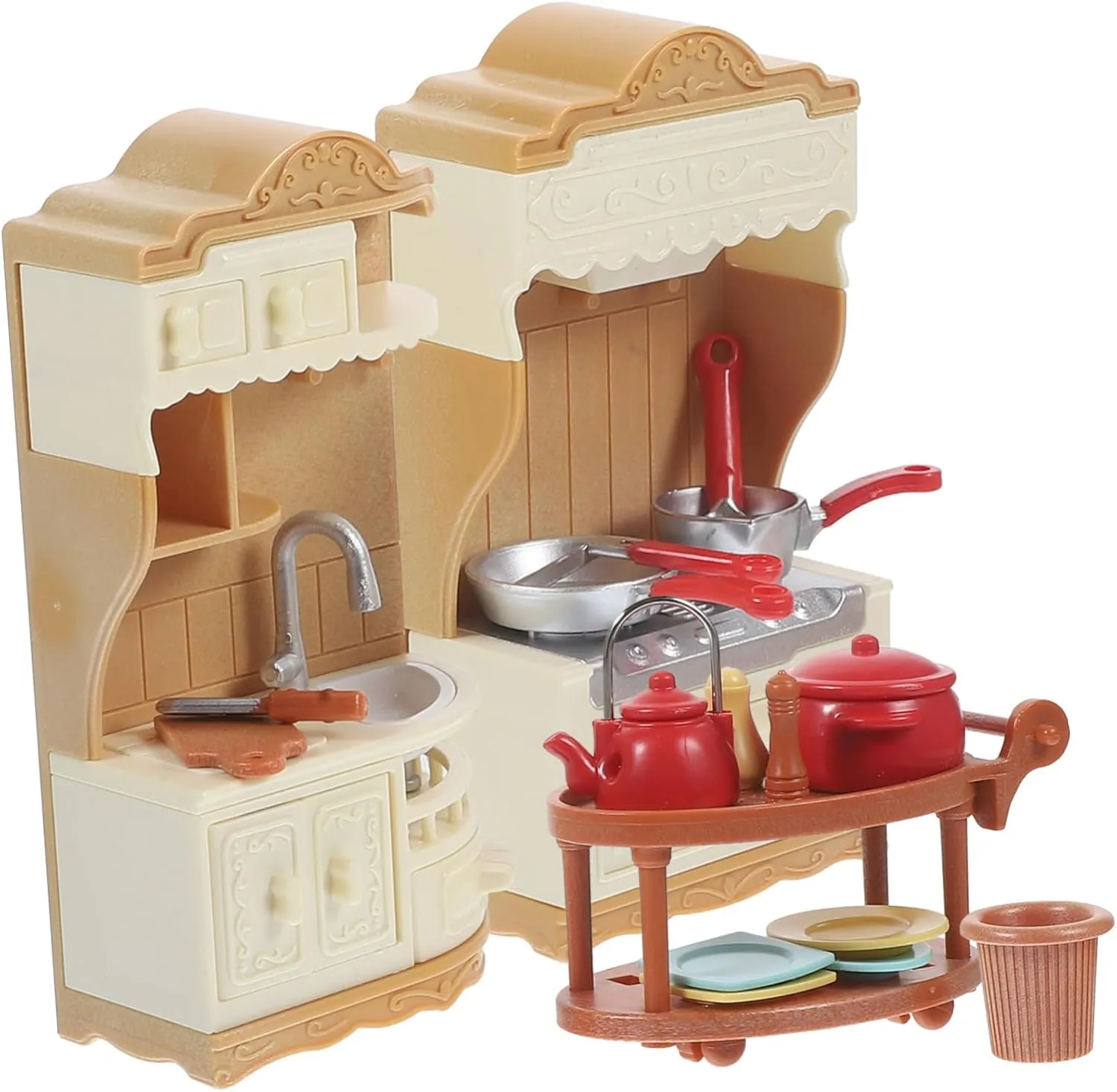 and Landscape Decor 1set Mini Kitchen Cupboard Dollhouse Adorable Furniture Model Washing Basin and Stove for inertia ornament conurbation almost reheat brace Creative Play 