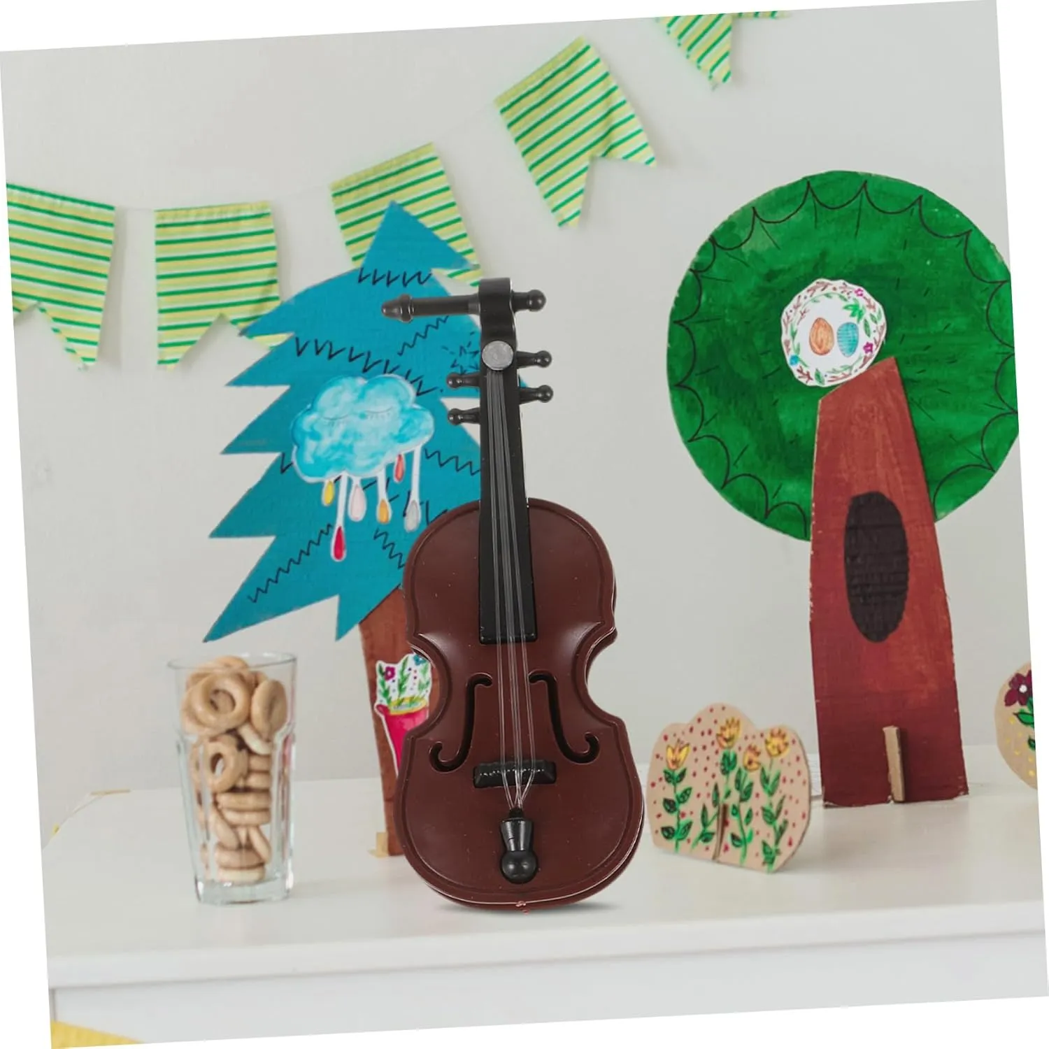 and More for Mini House Decor and Projects 5sets Miniature Musical Instrument stationary foghorn for Dollhouse of Decorative Props Including Piano Violin Drum 