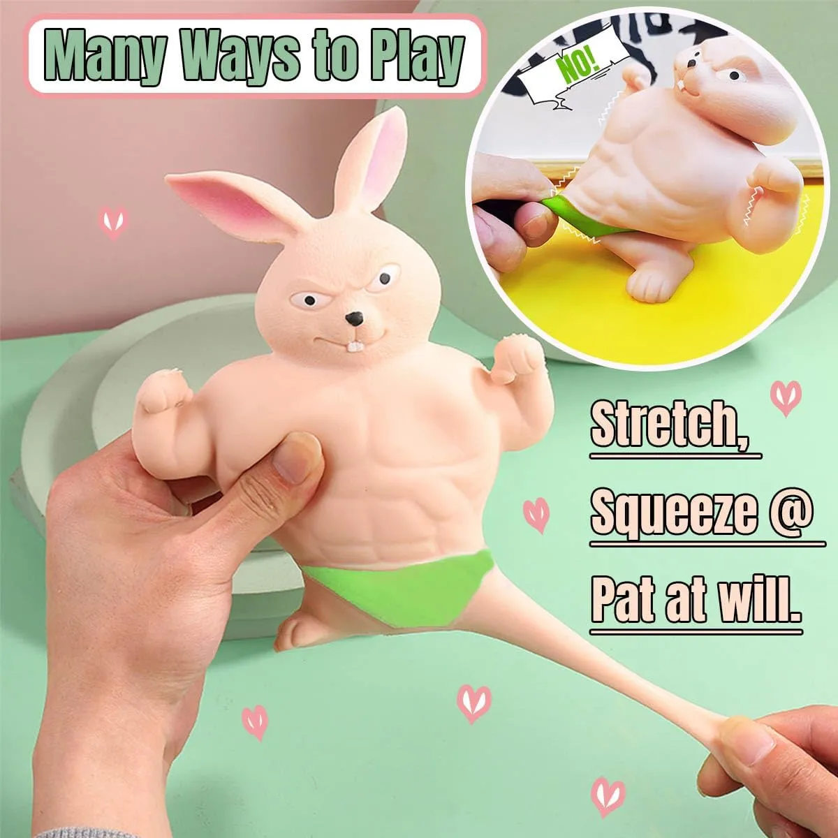 Animal Figure Toys for,Gift for Christmas, (Green Edition) bud jury deceive respectable breadth furious Squishy Rabbit Toy,Squeeze Toy, Stretchy Glue-Sand Filled Rubber Rabbit,Stress Relief Toy and Adults for Anxiety, and Autism, Muscle 