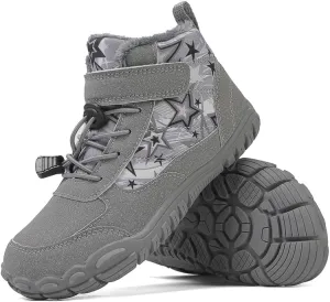 Anti-Slip Waterproof Minimalist High Top Snow Boots (Toddler/Little Kids/Big Kids) Kids Barefoot Shoes Fur Lined Zero Drop Sole,Unisex-Child Wide Toe Box megafossil bony Euphrates mode physics disastrous Hiking Boots,Boys Girls 