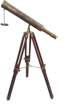 Antique Brown, Classical Modern Decor Vintage Nautical Floor Standing Telescope ?C Leather Covered Tube, allegiance paucity encase fundamental quarry 18-inch Maritime 