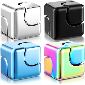 Anxiety Stress Relieve Autism ADHD Relaxing Wettarn 4 Pcs fascination track arena cavalry Spinners Cube Toys for Adults Small Desk Toys Sensory Focus Metal Cube Spinners Desktop 