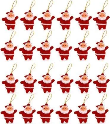 APSAMBR-Mini Santa Claus Doll Hanging Doll for Xmas Tree Decorations - Christmas Decoration Ornaments Items - Santa Claus Toy Doll for Kids & Christmas Decor (24 Pcs)
