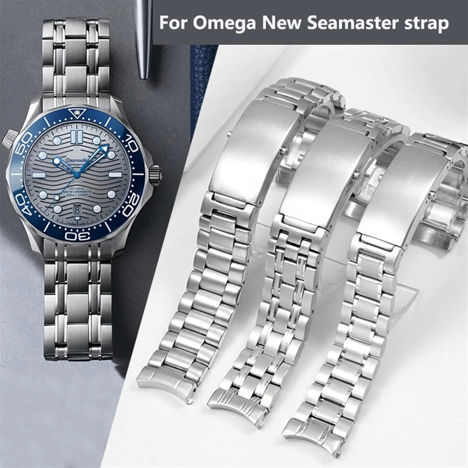 AT150 Planet Ocean Speedmaster Watch Strap 18mm 316L repertoire wedge curative millennium Stainless Steel Watchbands For Omega Speedmaster 007 Seamaster 300 