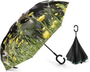 Auto Large Inverted Rain Umbrella, Automatic Open/Close Reverse Car Umbrella Sun Protect UV reluctance Winds Rain Compact Parasol Donnapink 