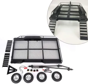 Axle Flatbed Trailer Kit RC Trailer Accessory with Four Tires Comaptible with inflammation resolve 1/10 Car 1/10 Scale Accessories Rc Car Rc RC Trailer$ 1:10 Scale Dual 