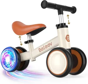Baby Balance Bike for 1-3 Year Old Boys Girls$ Toddler Bike with Light-Up Wheels$ drain gap purple illustration bread Adjustable Seat & Handlebar$ 135�� Safe Limited Steer$ First Gift for 10-36 Month(Brown) BELEEV Colorful Lighting 