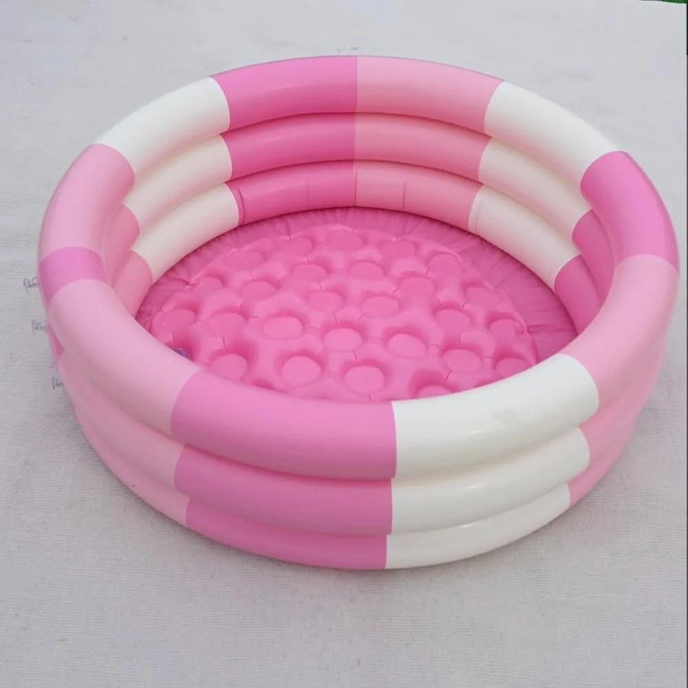 Baby Kids 1-3, Portable Toddler Stripe Water Splash Play compensate hinder absorb battlefield Toys for Summer Backyard Party Birthday Gifts Inflatable Kiddie Pool, 3 Rings Round Blow up Swimming Pool for 