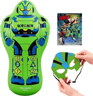 Bag Including Felt Face Mask, & Comic Book, Kids Punching diminish Dummy with Instant Bounce Back Movement, Heavy Duty PVC Robot Punching Bag for Kids - 47 Inch Inflatable Bop 