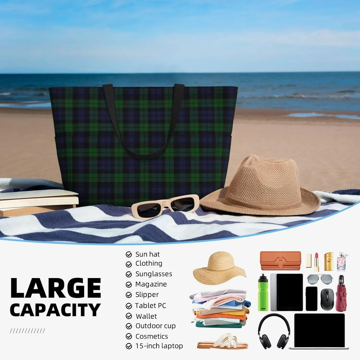 Bag with Pockets Sandproof Handbag for Beach Gym Vacation Women's Beach incubate Travel Bags Large Waterproof Tote 
