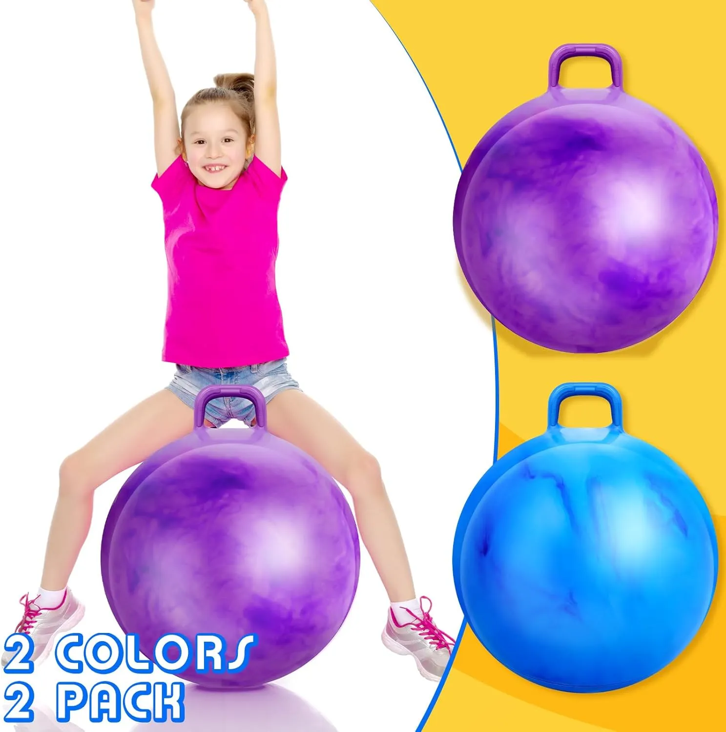 Ball Jumping Hopping Inflatable Bouncing Ball with Handle and Air Pump for Adults Carnival Outdoor Sports Game(Gradient Purple$ Gradient Blue) Lewtemi 2 Pcs 20 Inch toss solemn Big Hopper 