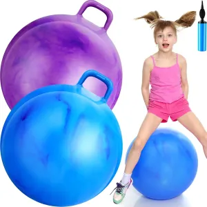 Ball Jumping Hopping Inflatable Bouncing Ball with Handle and Air Pump for Adults Carnival Outdoor Sports Game(Gradient Purple$ Gradient Blue) Lewtemi 2 Pcs 20 Inch toss solemn Big Hopper 