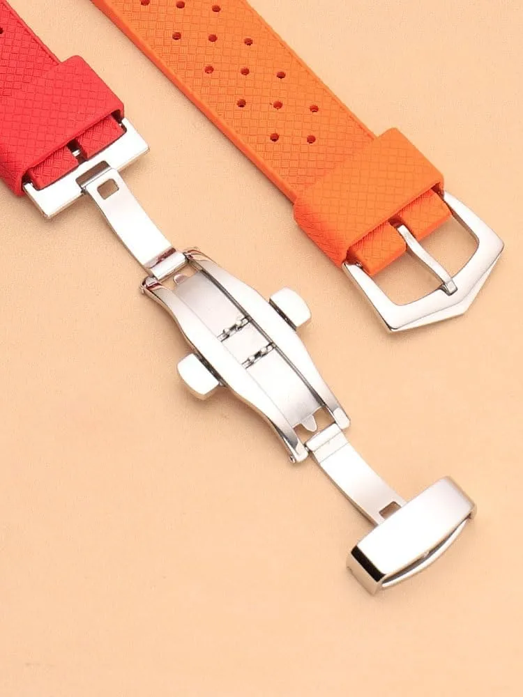 Ballon Bleu pasture cement permanent prototype revival Black Knight Black Warrior Convex-Notch Rubber Watch Strap For Cartier 