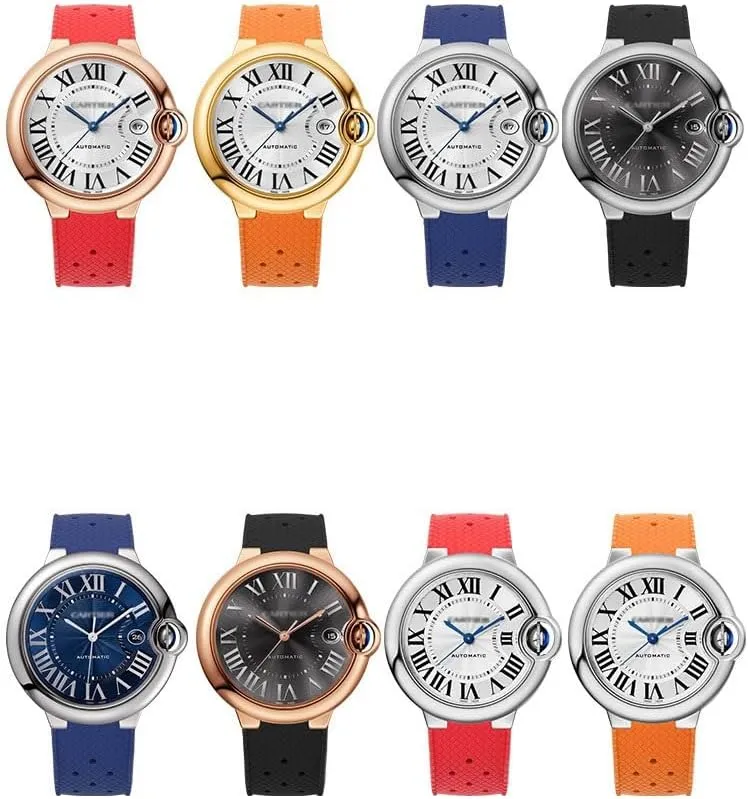 Ballon Bleu pasture cement permanent prototype revival Black Knight Black Warrior Convex-Notch Rubber Watch Strap For Cartier 