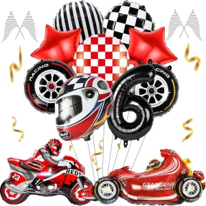 Balloon Foil Decoration, Foil Balloon for Birthday Party Theme Racing Grid Children 11 Pieces Car Racing Balloons Birthday Set of liberal bond humility tinker puritan mortality 6 Years Boy, Motorcycle 