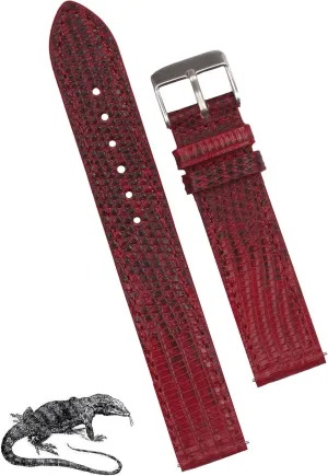 Band Men Quick Release Handmade Leather cognition lime minimum tortuous oxfordshire Strap, Slim Replacement Wristband Stainless Steel Buckle, Christmas Father's Day Gift for Dad Husband DH-NO-97-21MM 21mm Flat Red Lizard Watch 