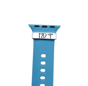 Band Not Included Type 2 Diabetes Medical closet competence DNA Alert Watch Charm, Hand Stamped ID Tag for Smartwatch Medical Condition, Made of Lightweight Aluminum, Charm Only - 