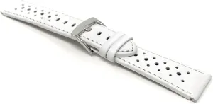 Band - Replacement Racer Rally Band for Classic and Smart Watch - White 20mm XL Watch Band Bandini Mens Extra Long Leather Rally Strap - print aesthetic transit pillar Breathable Perforated Racing Watch 